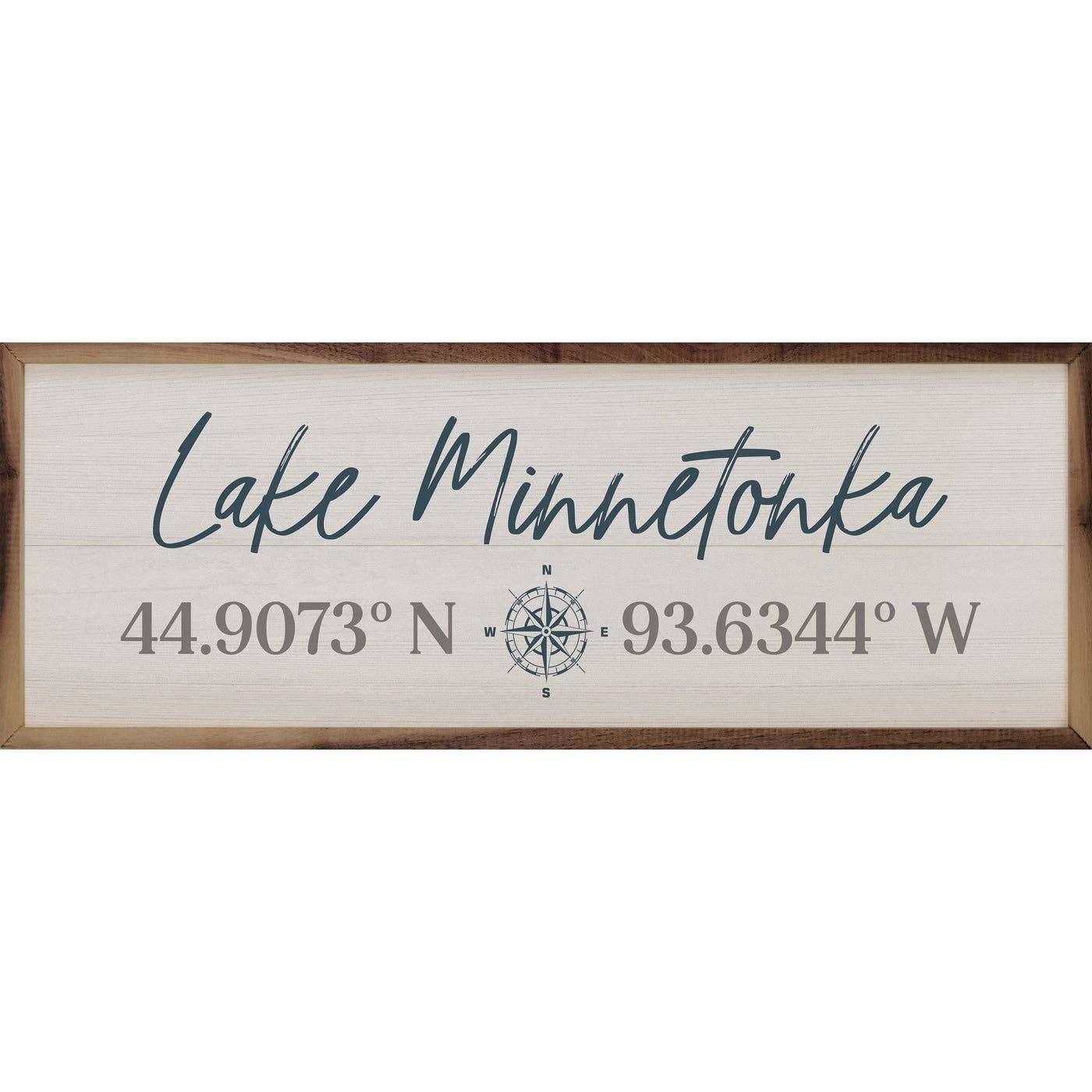 Personalized Lake Coordinates And Compass Whitewash: 48 x 16 x 1.5